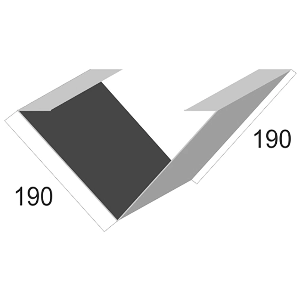 Ендова нижняя 190x190x2000 мм 0,45 мм графит RAL 7024