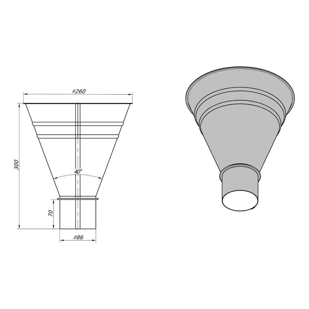Воронка водосборная Vegastok 300/90 мм коричневая RAL 8017