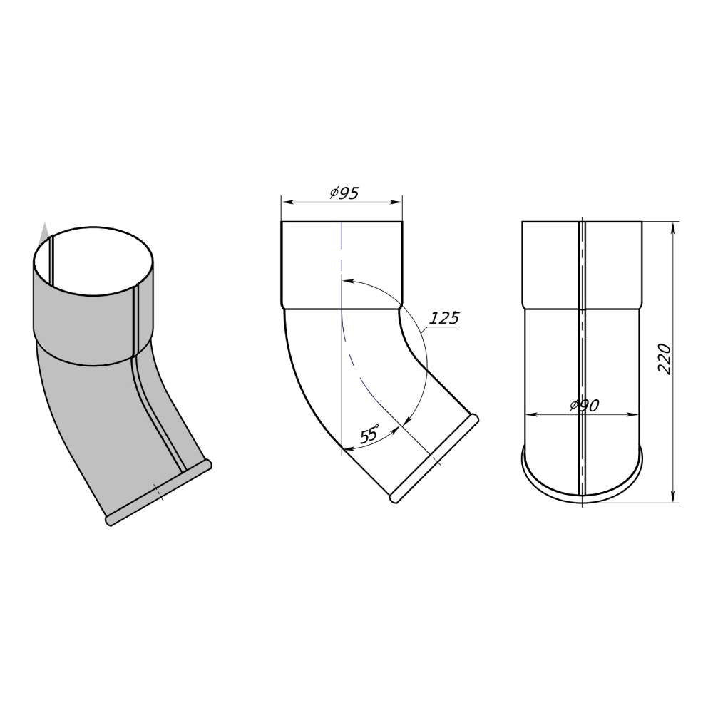 Колено сливное Vegastok 90 мм коричневое RAL 8017