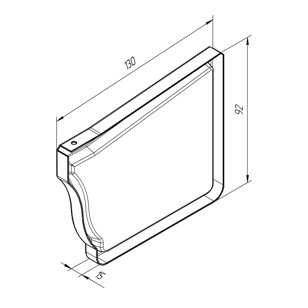 Заглушка желоба 120x86 мм левая графит RAL 7024 Vortex Grand Line