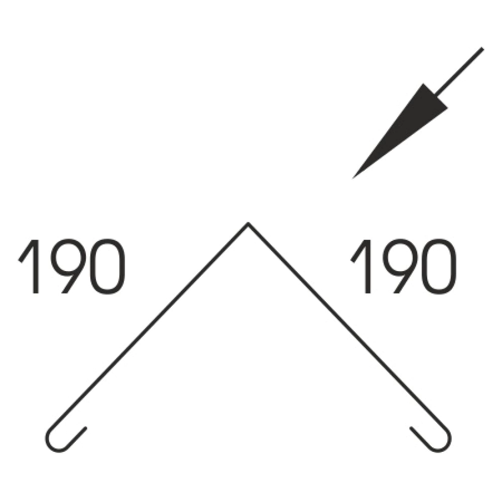 Планка коньковая 190x190x2000 мм 0,5 мм матовый графит RAL 7024
