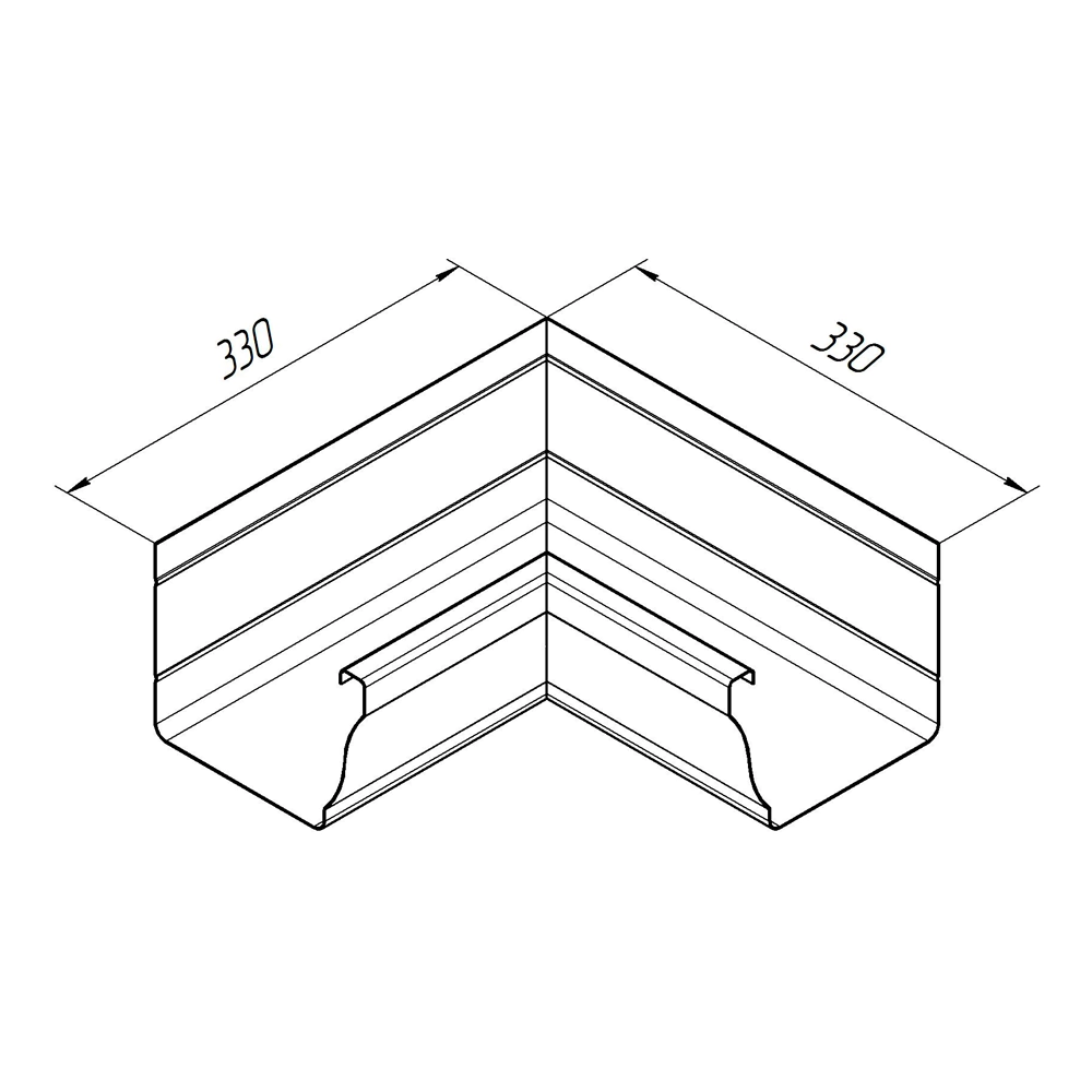 Угол желоба 120x86 мм внутренний 90° коричневый RAL 8017 Vortex Grand Line