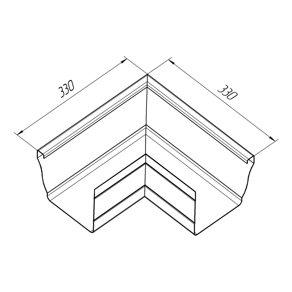 Угол желоба 120x86 мм внешний 90° белый RAL 9003 Vortex Grand Line