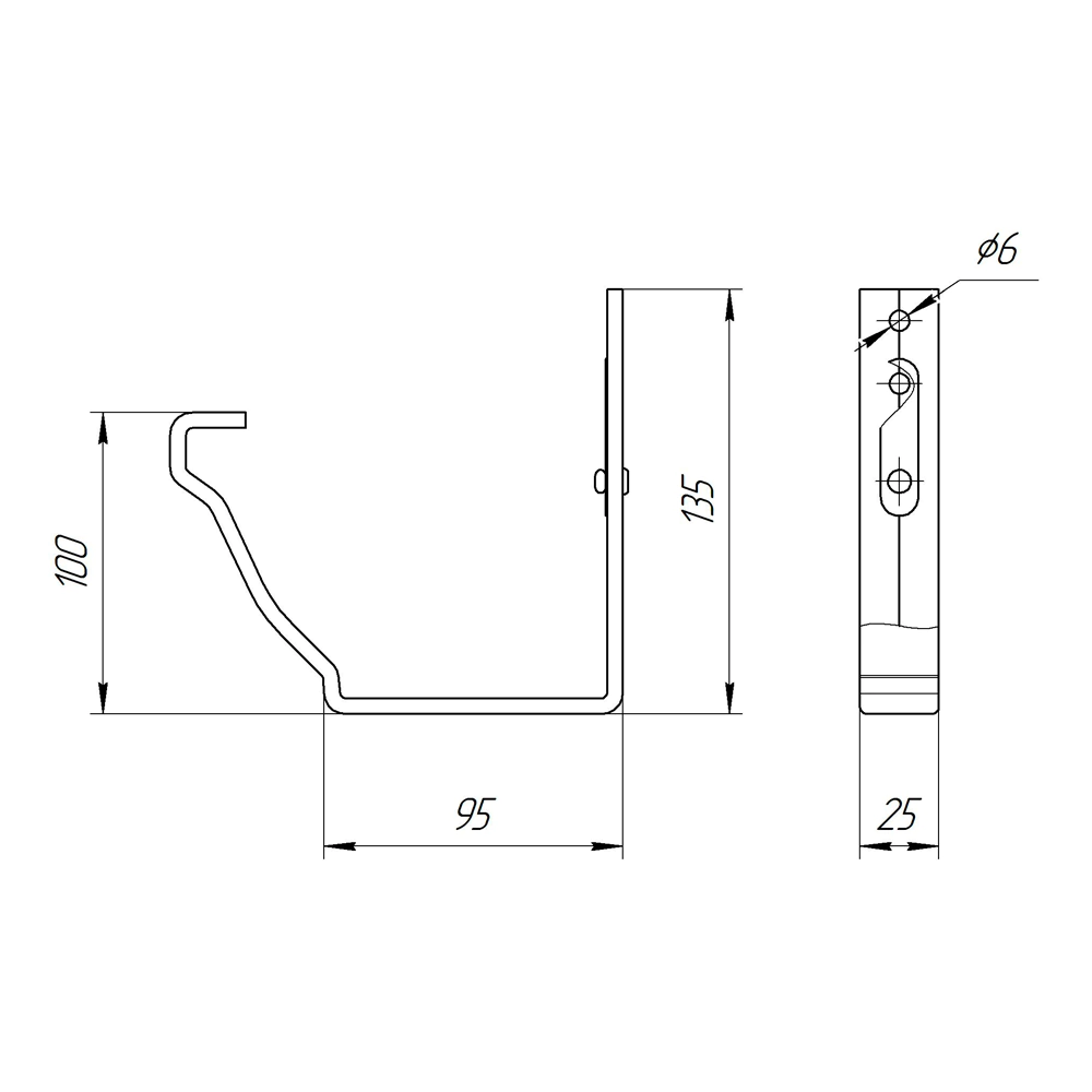 Держатель желоба 120x86 мм коричневый RAL 8017 Vortex Grand Line