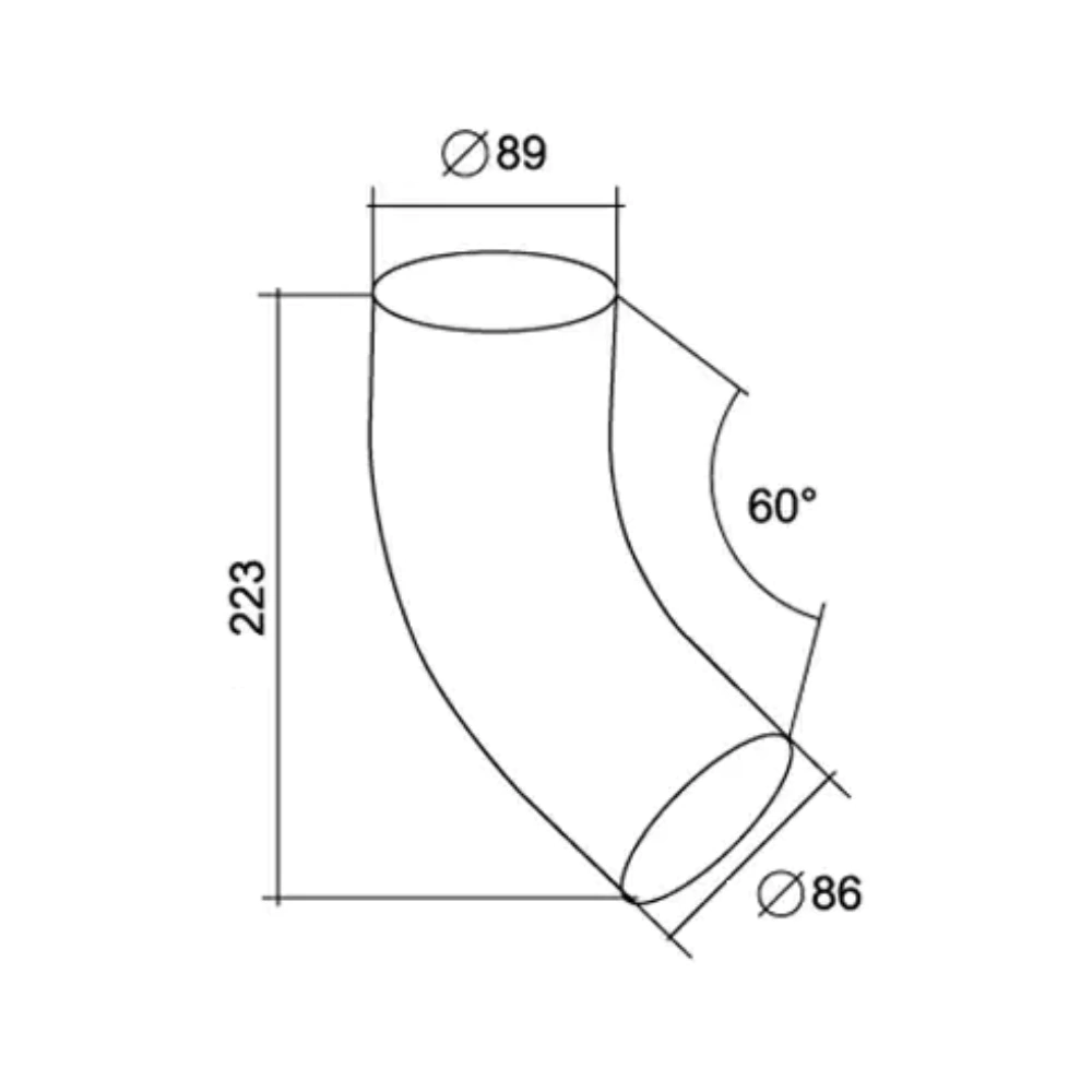 Колено для трубы Grand Line 90 мм 60° графит RAL 7024