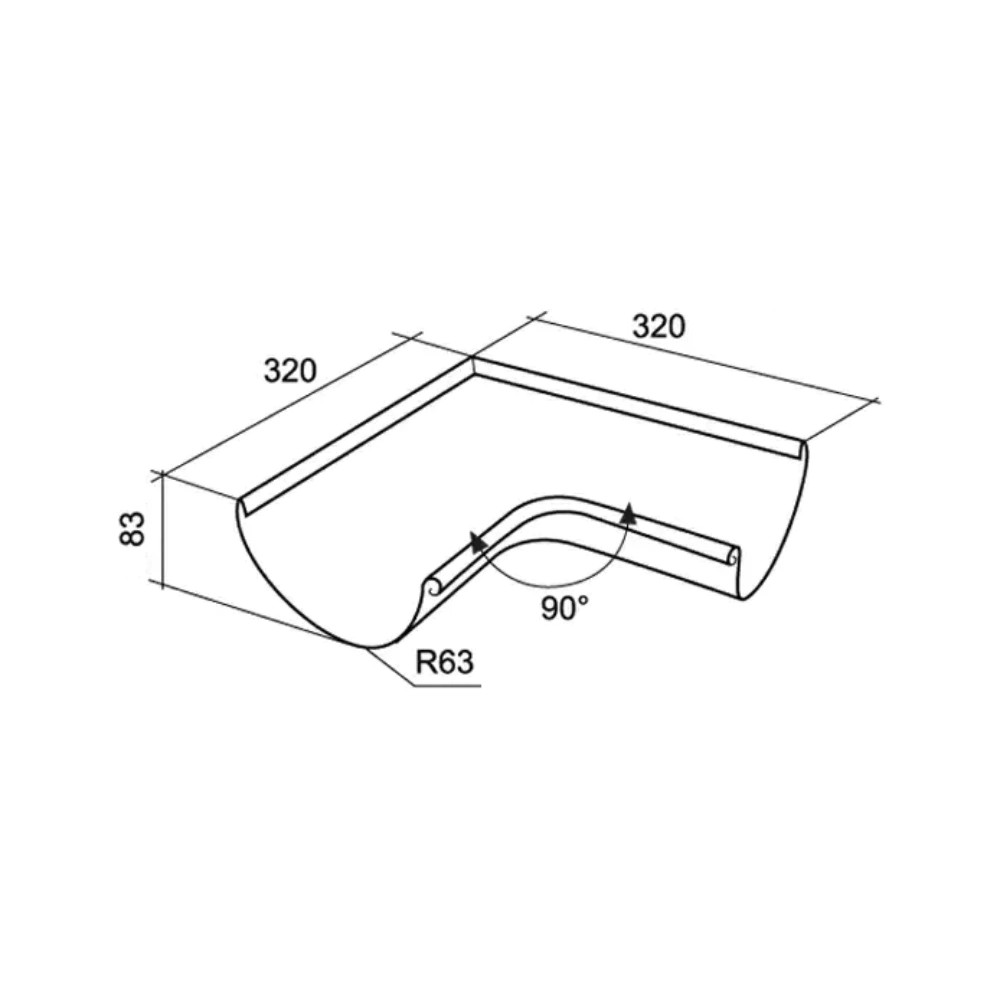 Угол желоба внутренний 90° Grand Line 125 мм графит RAL 7024