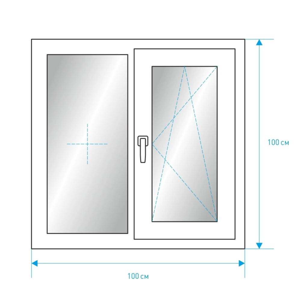 Пластиковое окно PLAFEN 1000х1000 мм поворотно-откидное