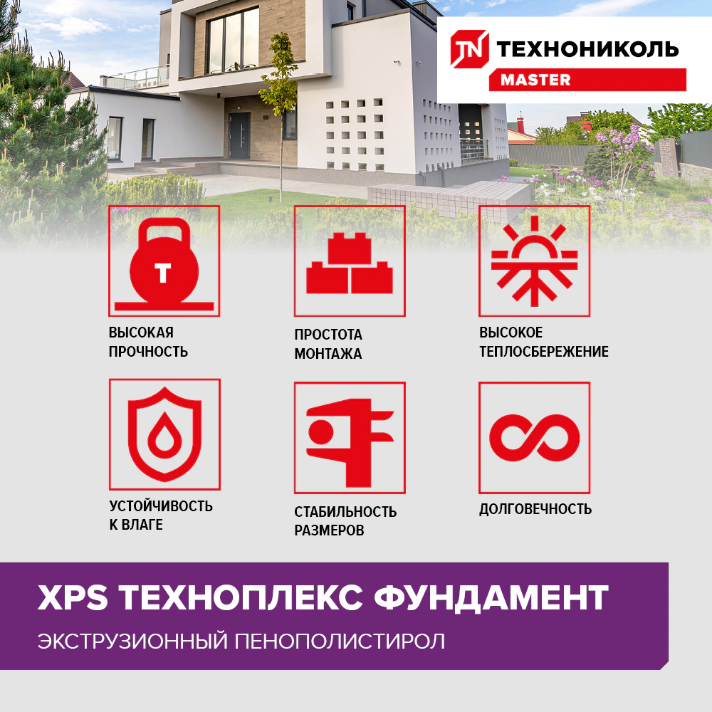 Экструдированный пенополистирол 100 мм 1180x580 мм ФУНДАМЕНТ ТЕХНОПЛЕКС