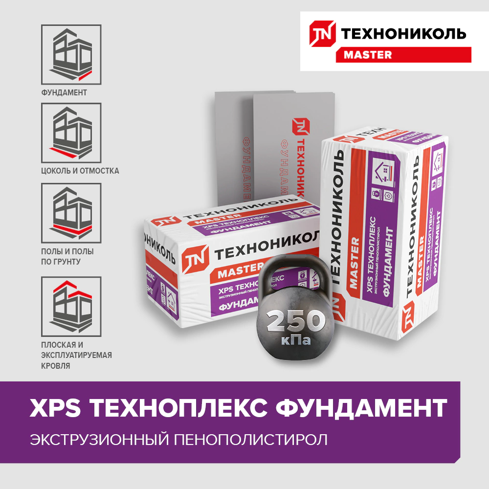 Экструдированный пенополистирол 100 мм 1180x580 мм ФУНДАМЕНТ ТЕХНОПЛЕКС