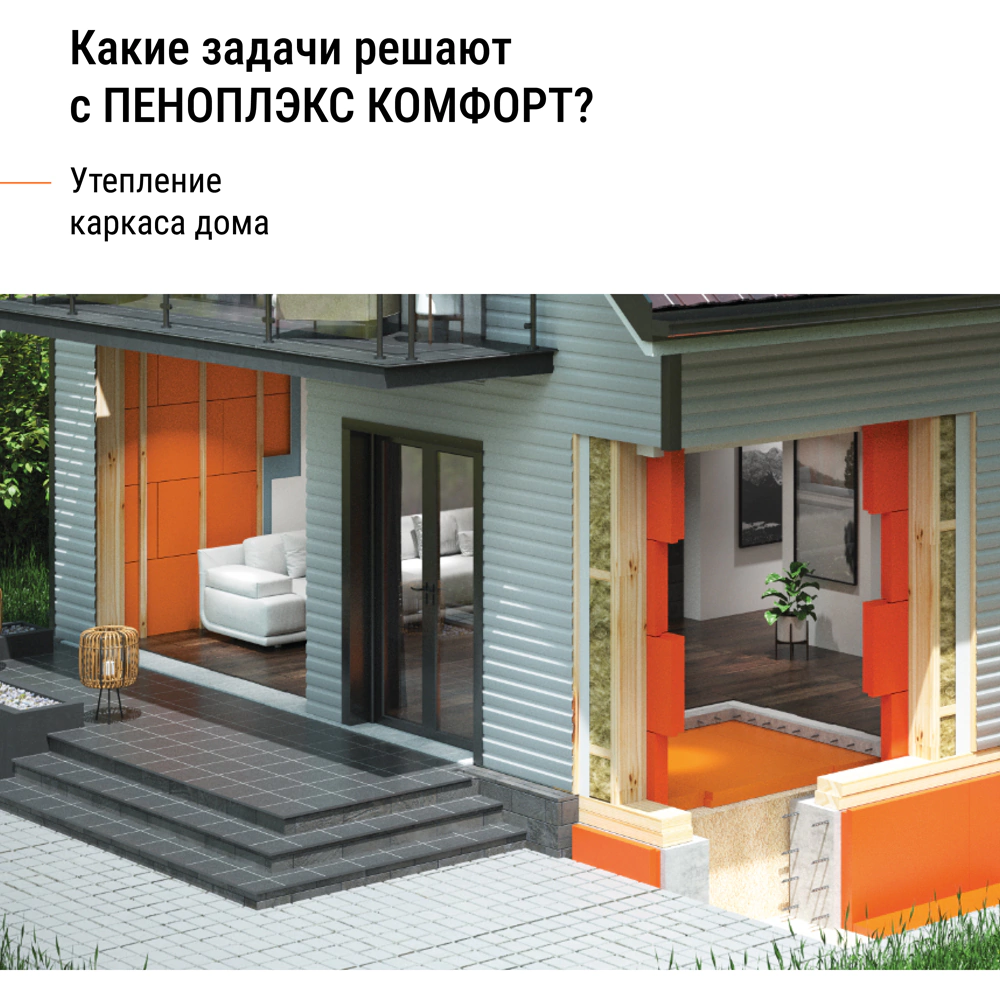 Экструдированный пенополистирол 50 мм 1185x585 мм КОМФОРТ ПЕНОПЛЭКС
