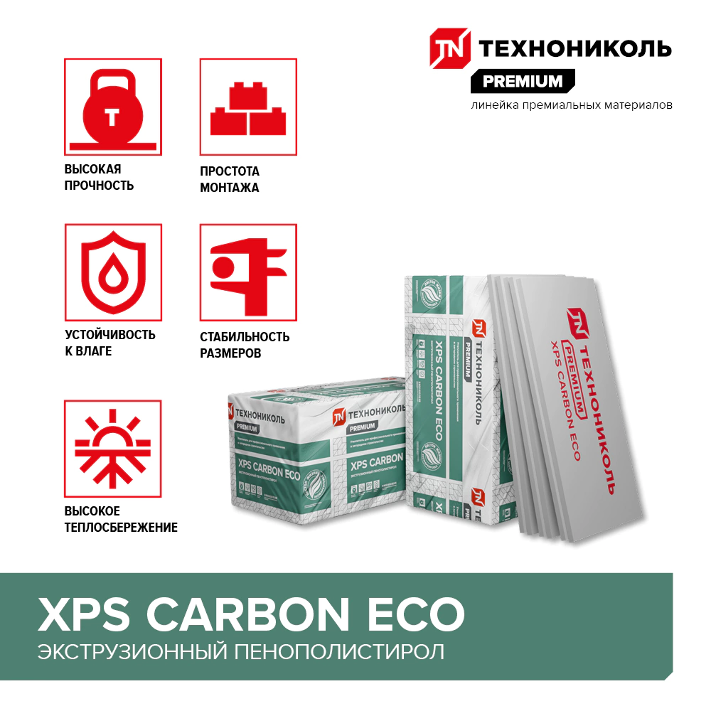 Экструдированный пенополистирол 100 мм 1180x580 мм ТЕХНОНИКОЛЬ Carbon ECO