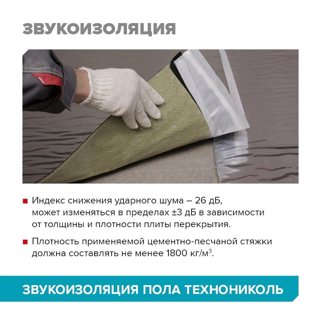 Звукоизоляция под стяжку ТЕХНОНИКОЛЬ 5 мм 1x7 м 7 м2