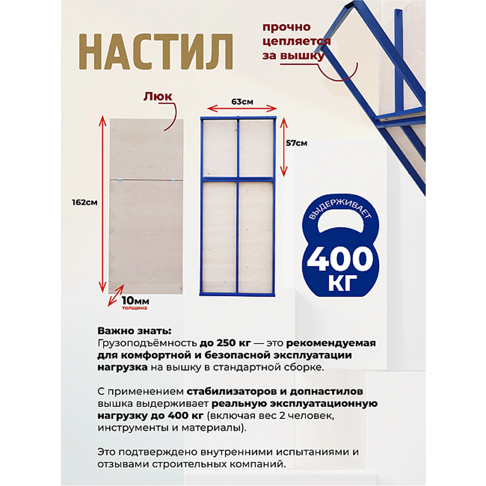 Вышка-тура стальная 0,7х1,6 м высота 2,8 м ВСП Пром Промышленник