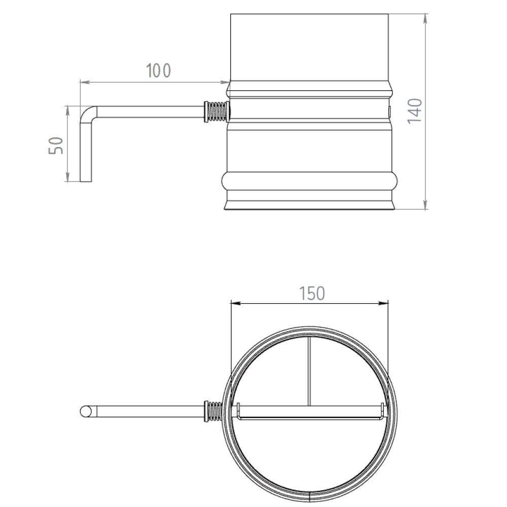 Шибер для дымохода поворотный d150 мм Flue Line 0,8 мм