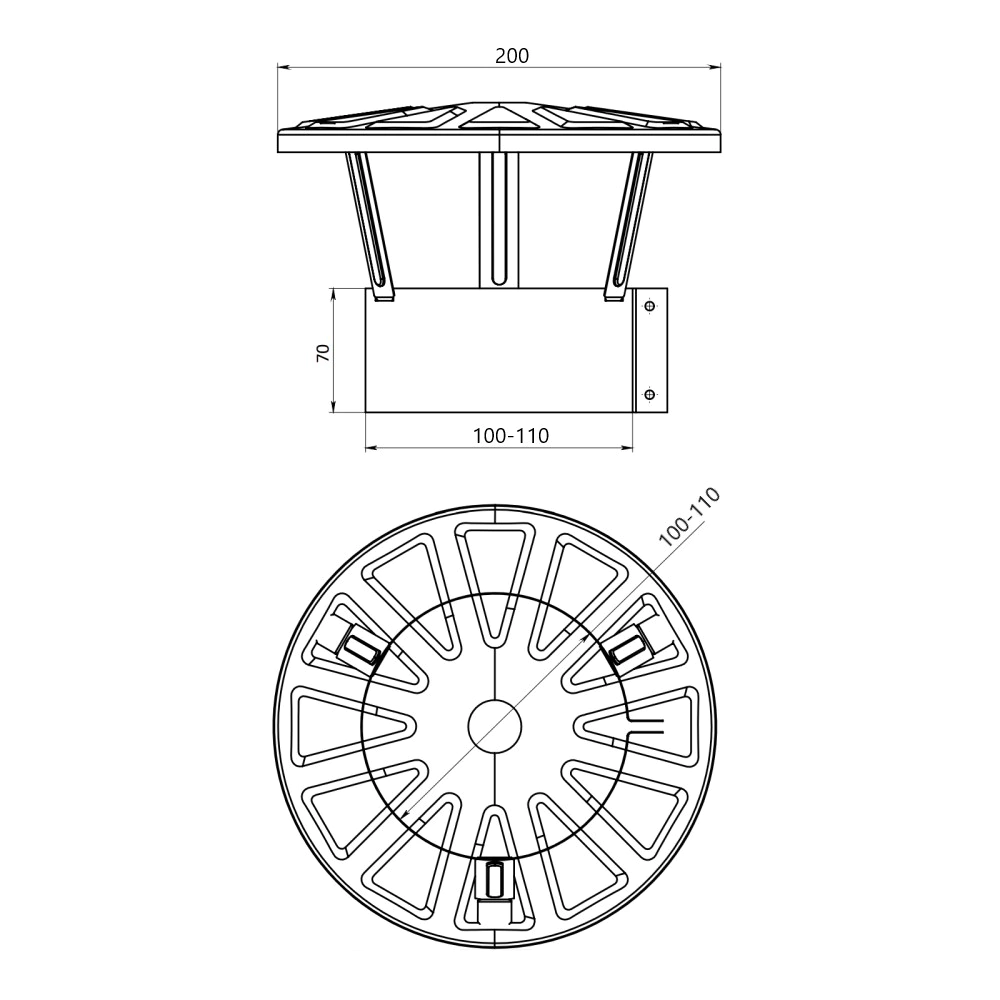 Зонт 110х100 мм нержавеющая сталь 0,5 мм