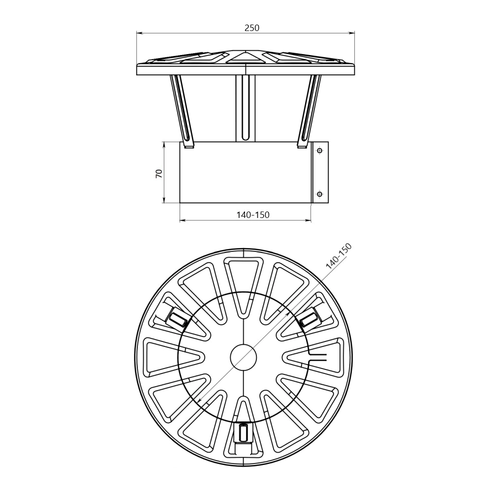 Зонт 150х140 мм нержавеющая сталь 0,5 мм