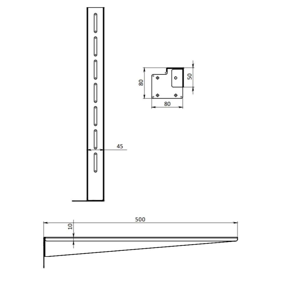 Штанга 500 мм оцинкованная сталь 1 мм коричневая