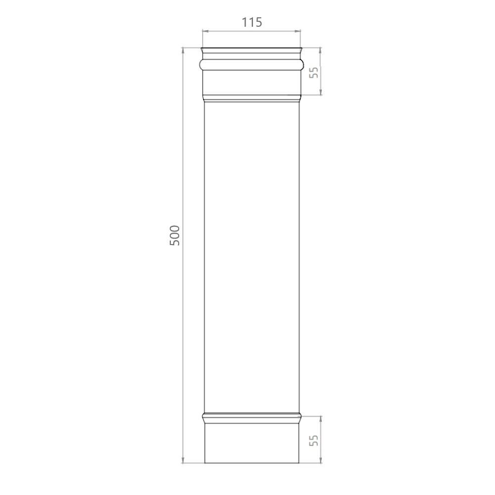 Труба 115х500 мм нержавеющая сталь 0,8 мм черная