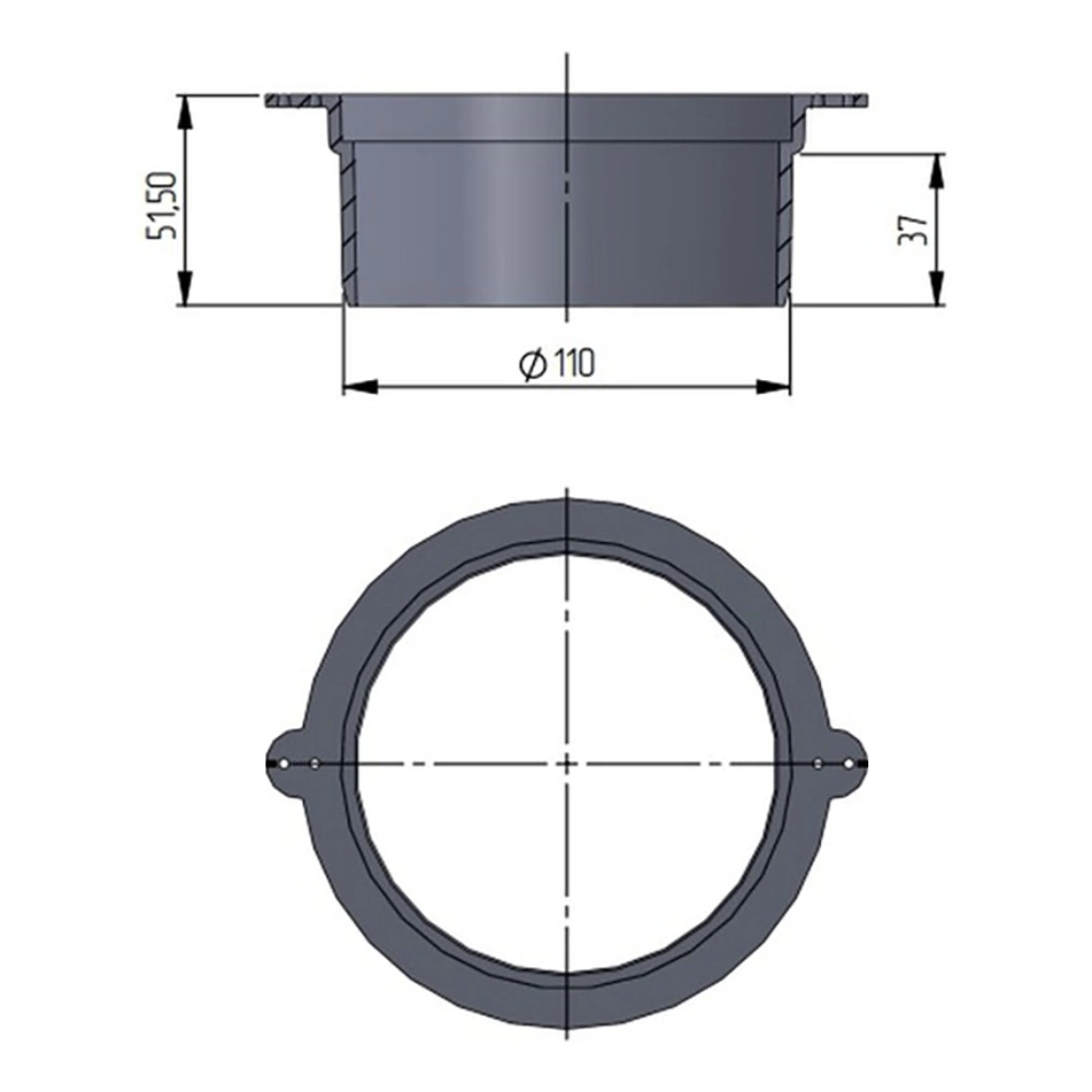 Патрубок для подключения лотка AQUASTOK DN100/150 к трубе 110 мм