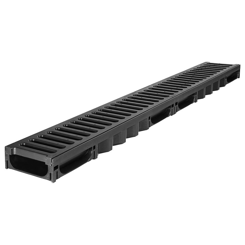 Europartner Лоток водоотводный Europartner Light MINI DN100 50 мм 1 м пластиковая решетка (черная)