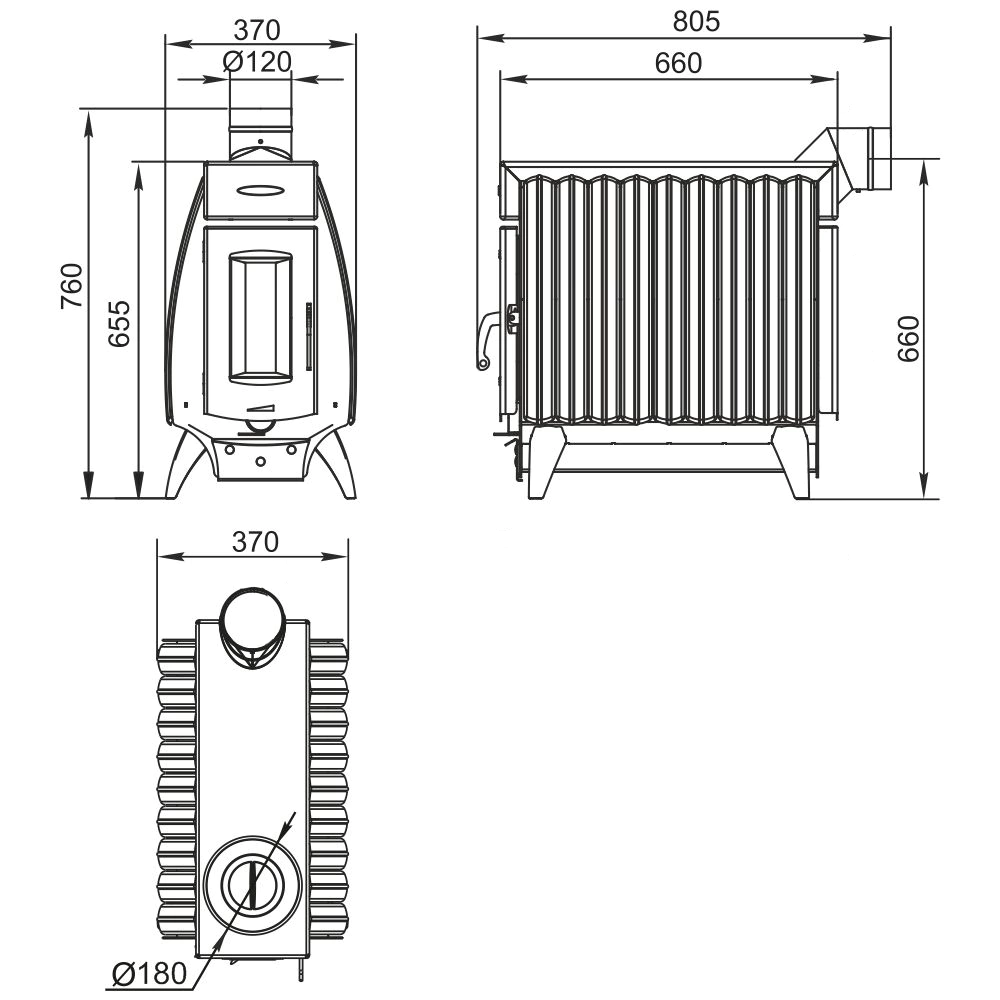 Печь отопительная Огонь-батарея 9 антрацит