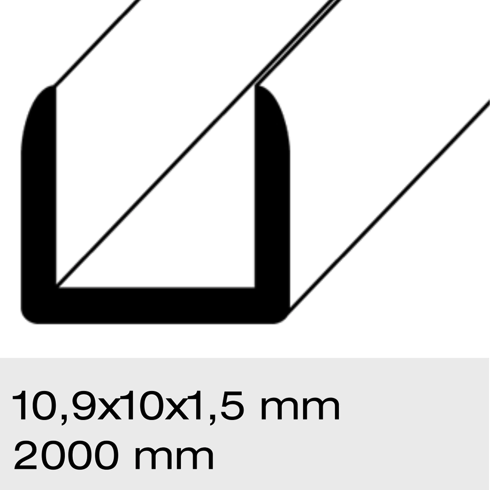 Профиль U-образный алюминиевый серебро 10,9x10x2000 мм толщина 1,5 мм