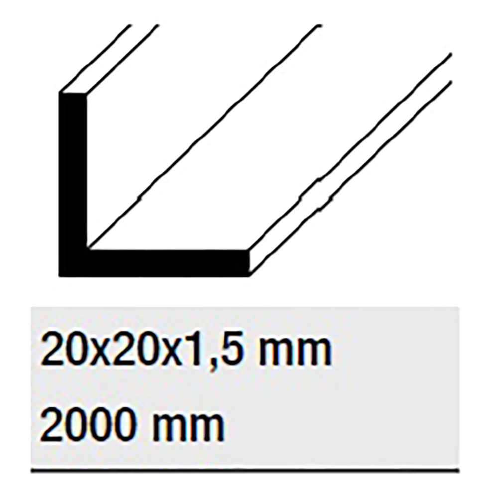 Уголок алюминиевый толщина 1,5 мм 20x20x2000 мм