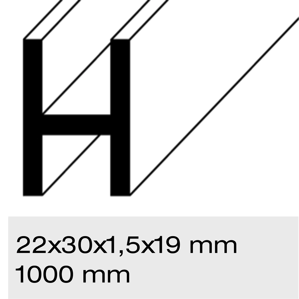 Профиль H-образный алюминиевый серебро 22x30х1000 мм толщина 1,5 мм
