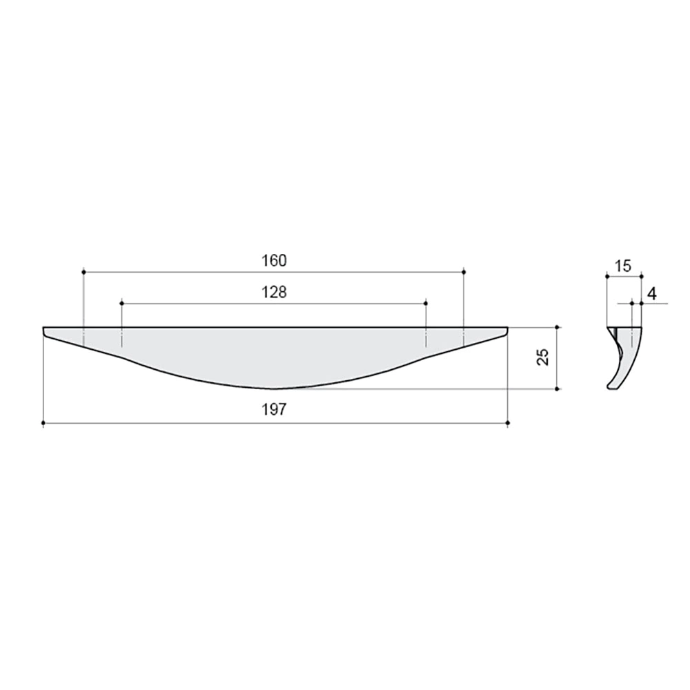 Ручка торцевая мебельная C=1160-128 мм хром