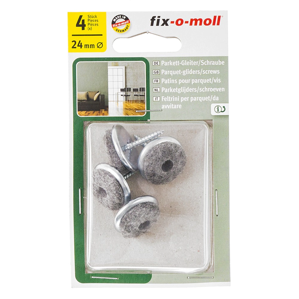 Подпятник войлочный с шурупом d24 мм 4 шт fix-o-moll