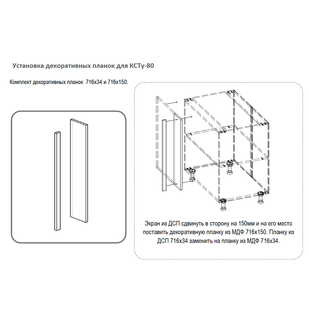 Комплект планок для углового шкафа Роял вуд графит