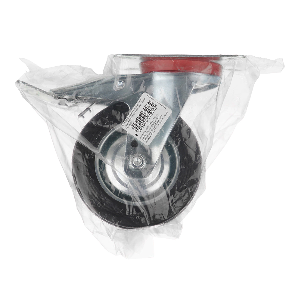 Колесо промышленное поворотное d100 мм на площадке с тормозом