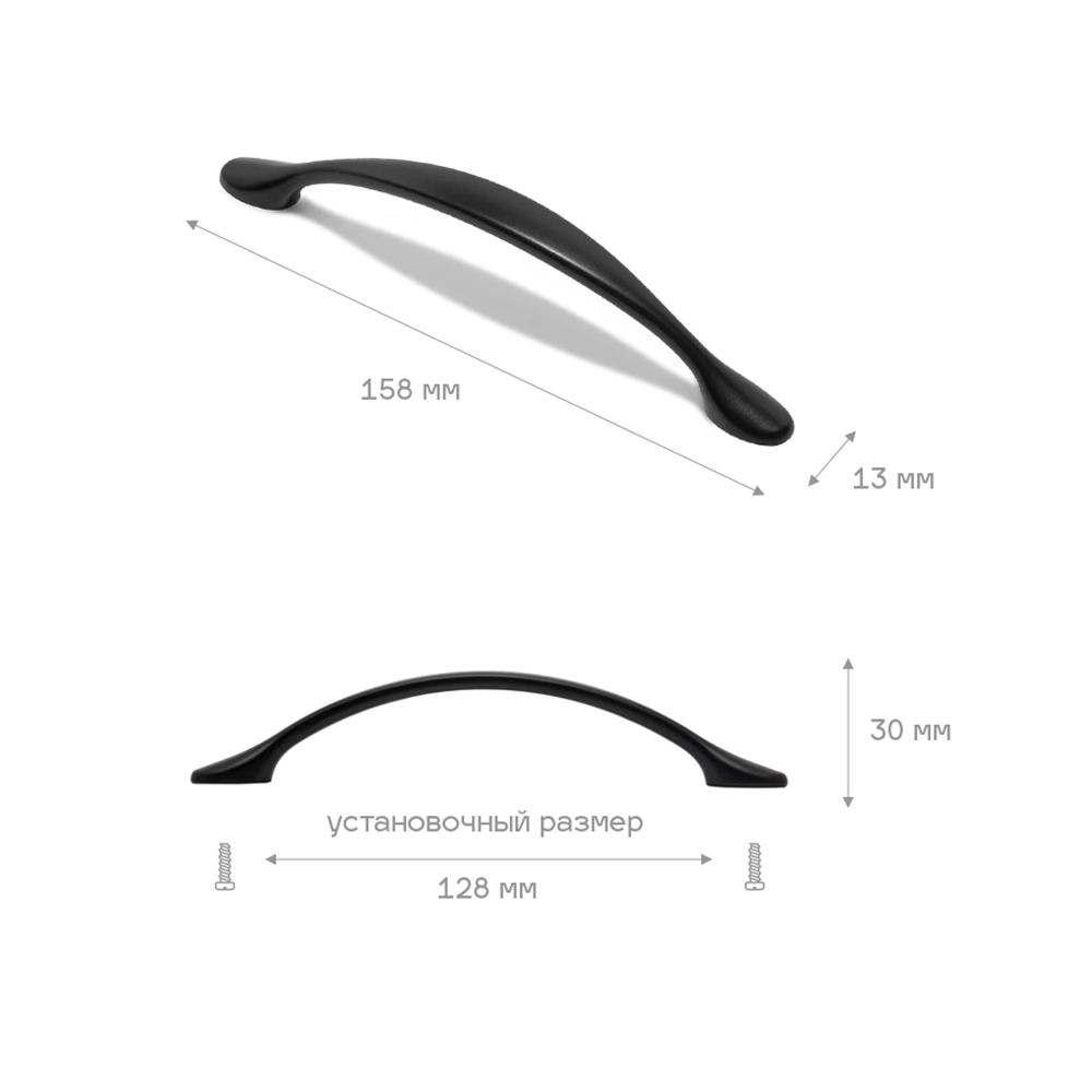 Ручка-скоба мебельная 0060 С=128 мм черная