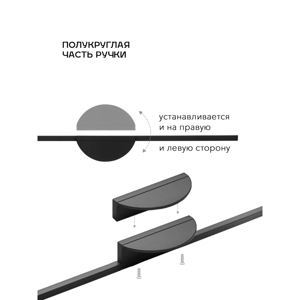 Ручка мебельная Т-образная 0098 С=3х320 мм 1000 мм матовый черный