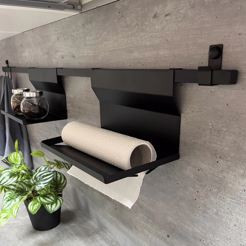 Полка-держатель для бумажных полотенец черный муар