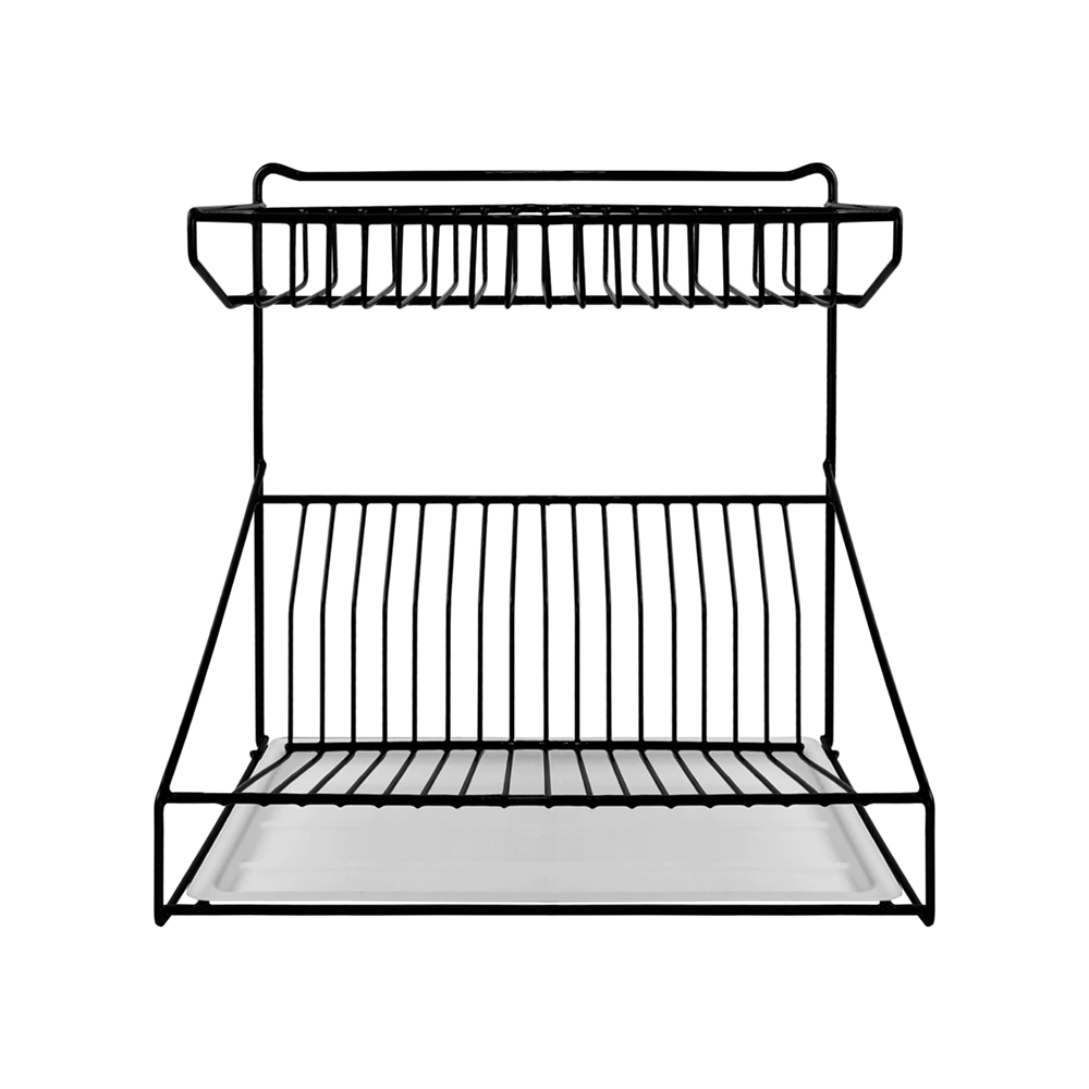 Сушилка для посуды настольная 2-ярусная 380 мм сталь черная