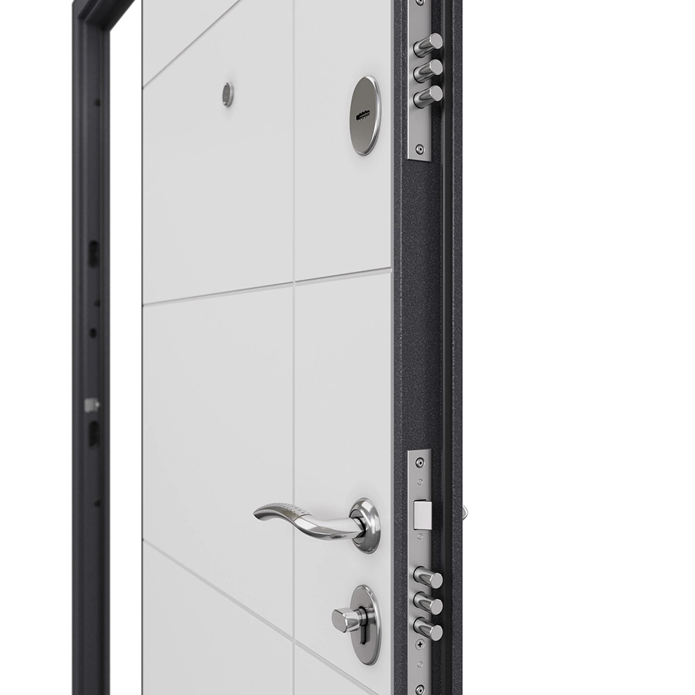 Дверь входная металлическая Грей темно-серый букле/бьянко 2050х860х55 мм левая