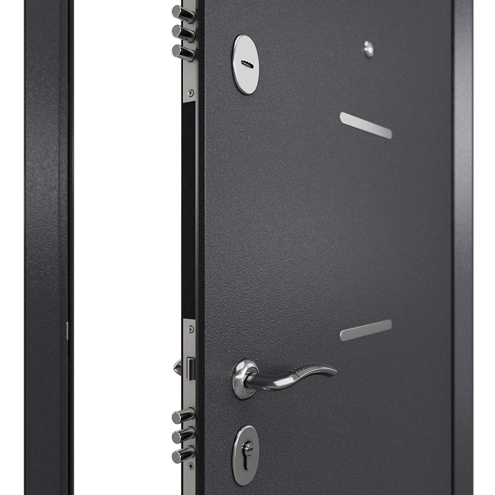 Дверь входная металлическая Грей темно-серый букле/бьянко 2050х860х55 мм левая