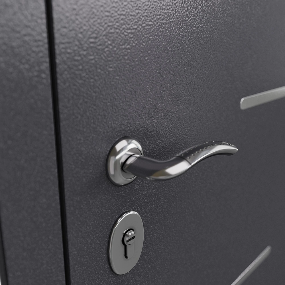 Дверь входная металлическая Грей темно-серый букле/бьянко 2050х860х55 мм левая