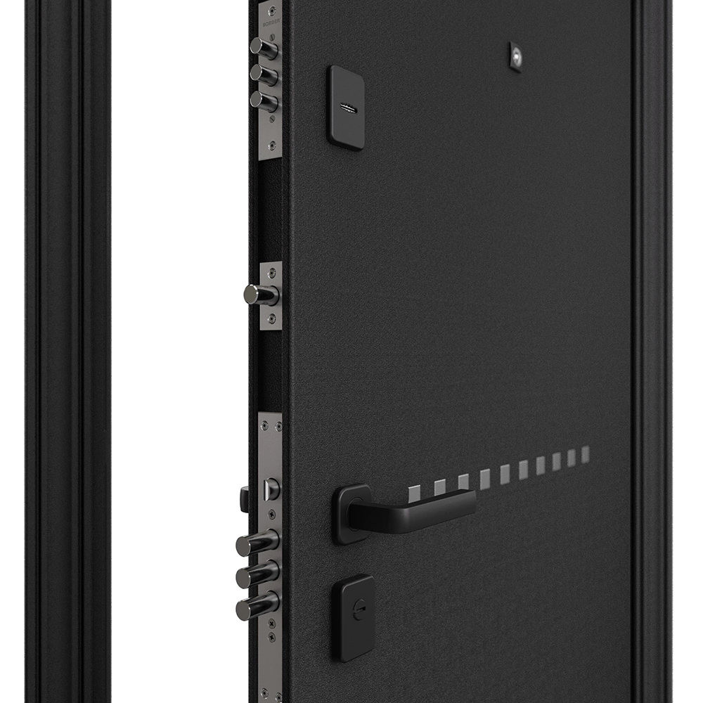 Дверь входная металлическая Аура черный шелк/бьянко 2050х950х74 мм левая