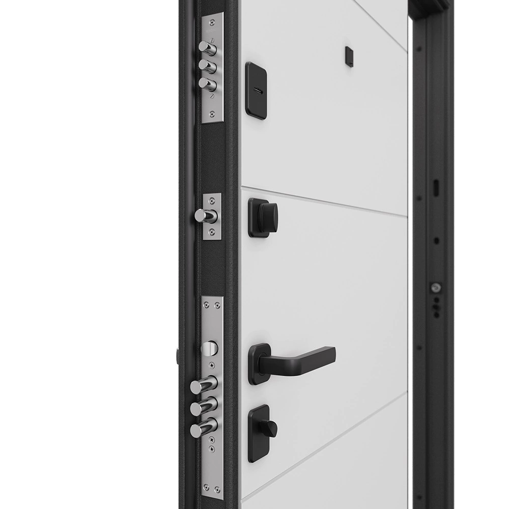 Дверь входная металлическая Аура черный шелк/бьянко 2050х950х74 мм левая