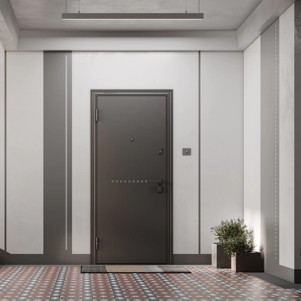 Дверь входная металлическая Аура черный шелк/бьянко 2050х950х74 мм левая