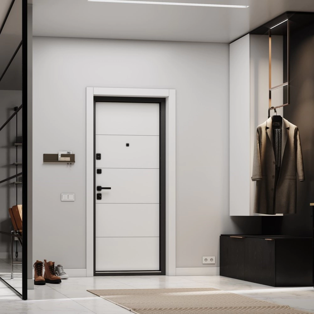 Дверь входная металлическая Аура черный шелк/бьянко 2050х950х74 мм левая