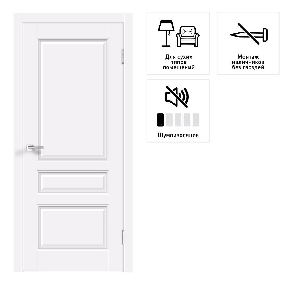 Дверь межкомнатная глухая 2000х800 мм Вилла Эмалит белый
