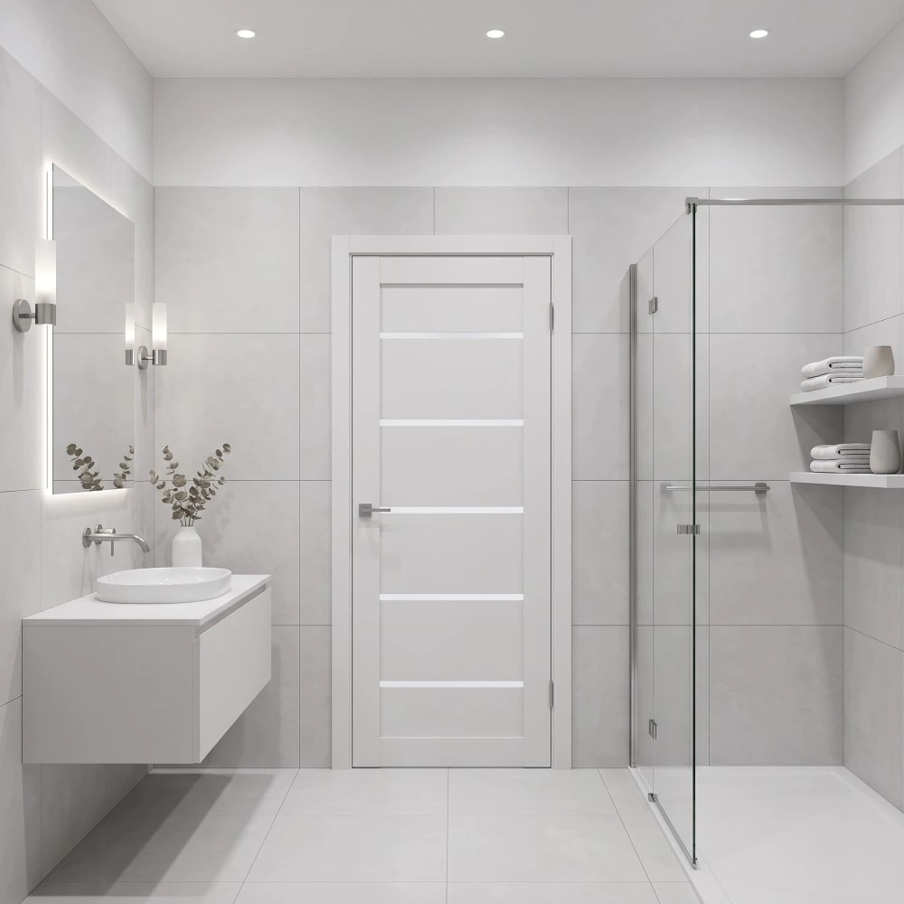 Дверь межкомнатная остекленная 60х200 см Атум Лайн ПВХ Дуб молочный