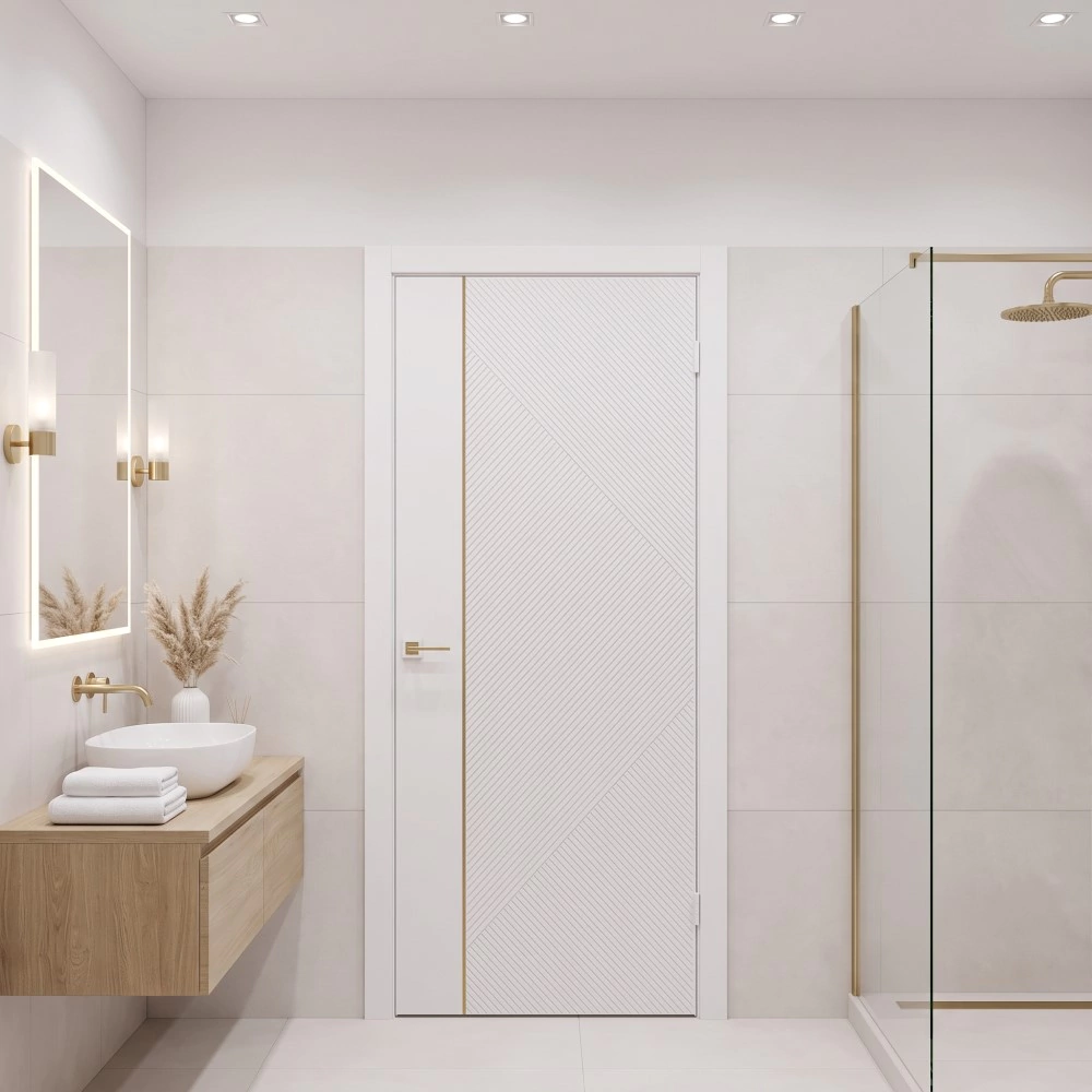 Дверь межкомнатная глухая 60х200 см Вива ПВХ Белая шагрень