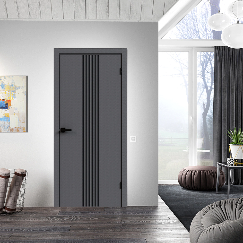 Дверь межкомнатная глухая 2000х600 мм Стиль ПВХ бетон темный