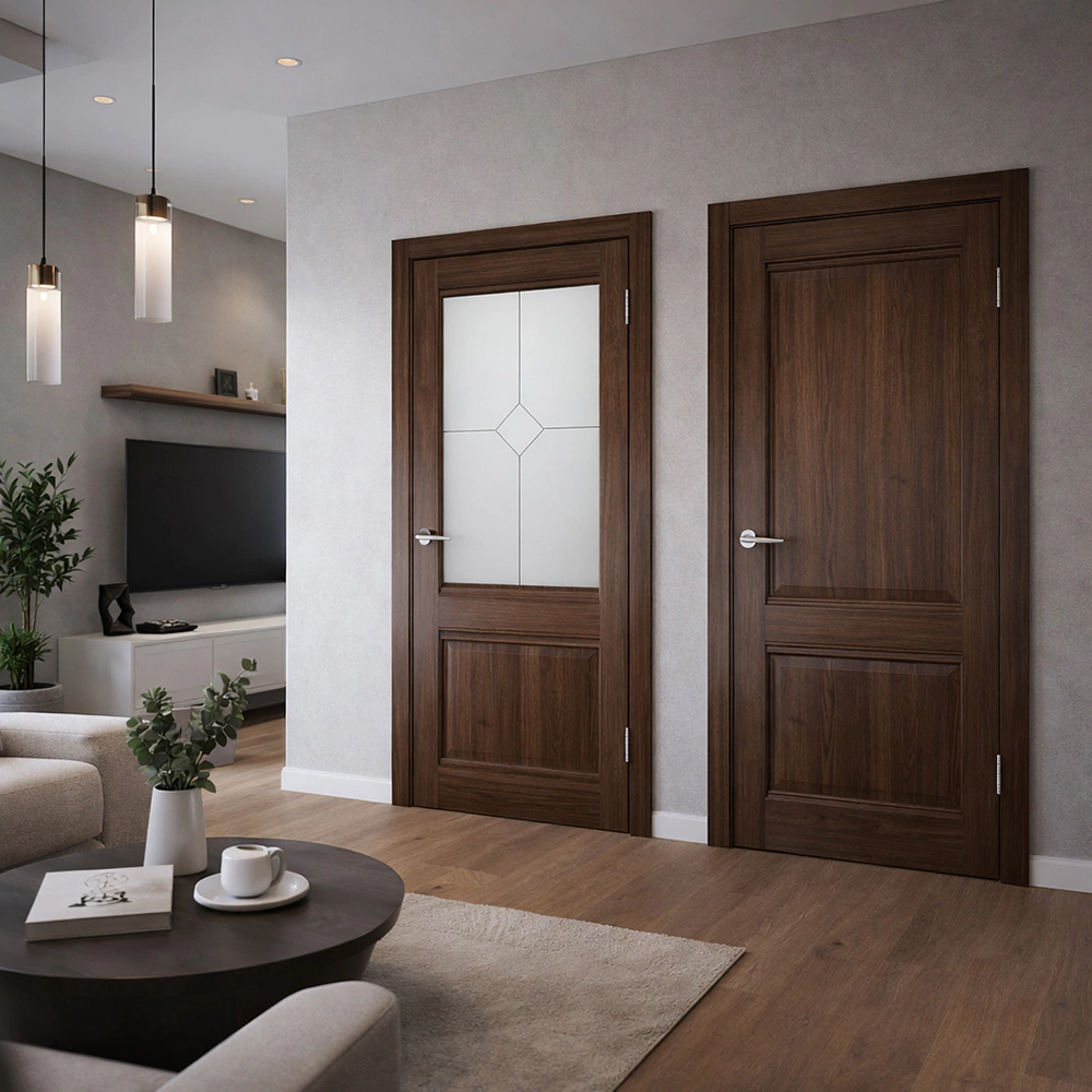 Дверь межкомнатная глухая 90х200 см Милан ПВХ Орех