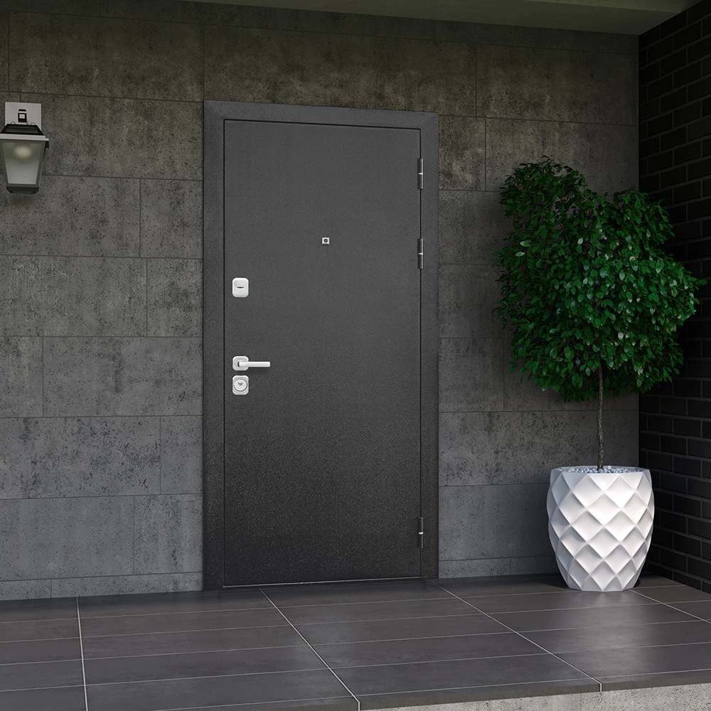 Дверь входная металлическая Толстяк Черный букле/Грецкий орех 2050х960х90 мм правая