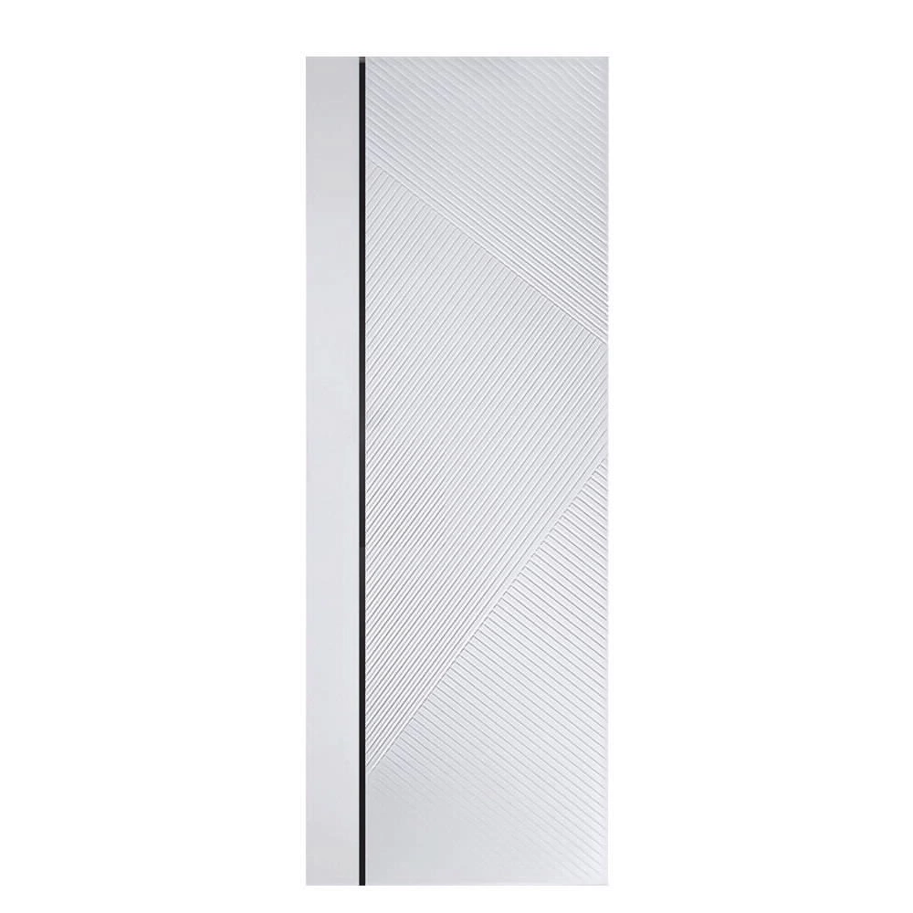 Дверь межкомнатная глухая 2000х800мм F4 ПВХ Белый софт/черный молдинг